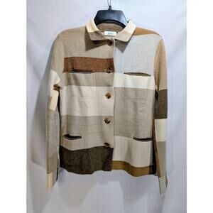Neiman Marcus 100 Percent Cashmere Colorblock Cardigan Jacket Size Small